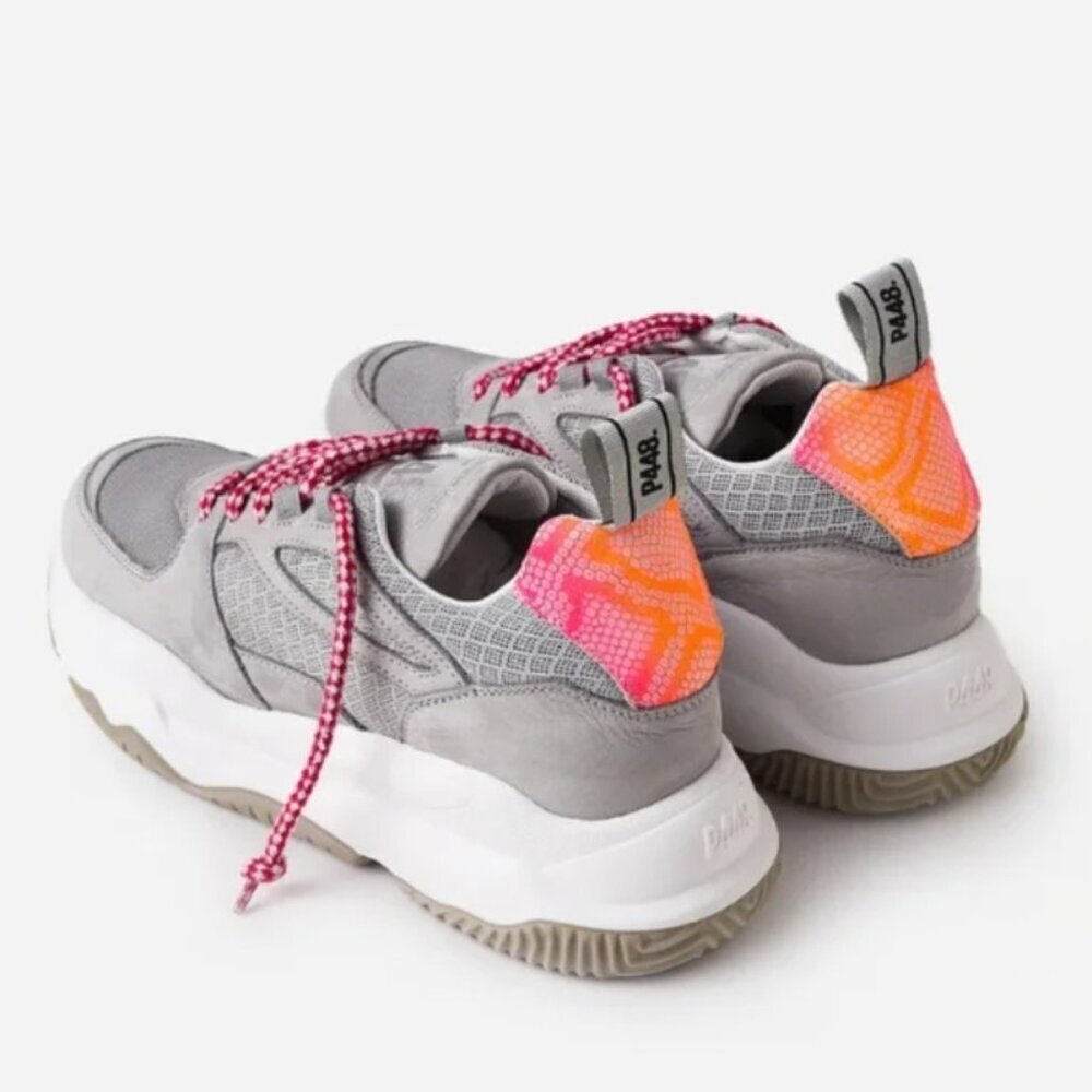 NEW P448 Luke Gray Pink Orange Snakeskin Chunky Dogma Trainer Sneakers Sz 39 EU